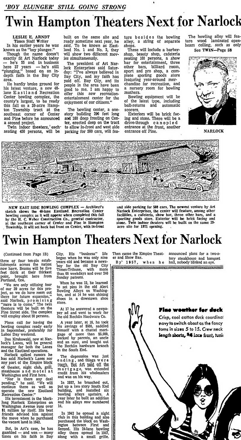 Eastland Twin Theatres - April 12 1970 Article Announcing Theater Construction